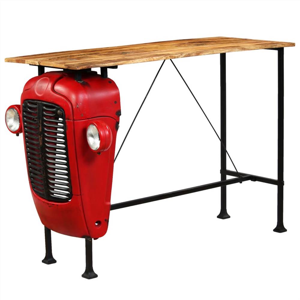 Tractor Bar Table Solid Mango Wood Red 60x150x107 cm