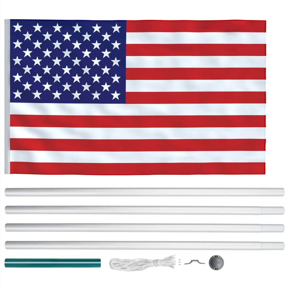 US Flag and Pole Aluminium 6,2 m