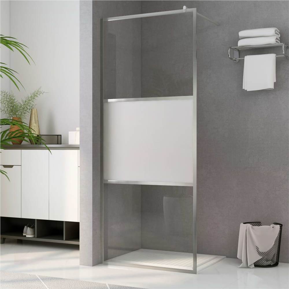 Walk-in Shower Wall with Half Frosted ESG Glass 100x195 cm