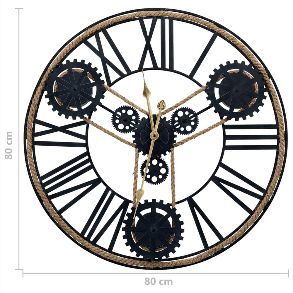 Wall Clock Black 80 cm Metal
