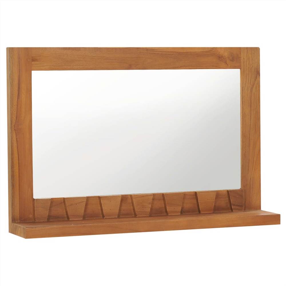 Specchio da parete con mensola 60x12x40 cm in legno massello di teak