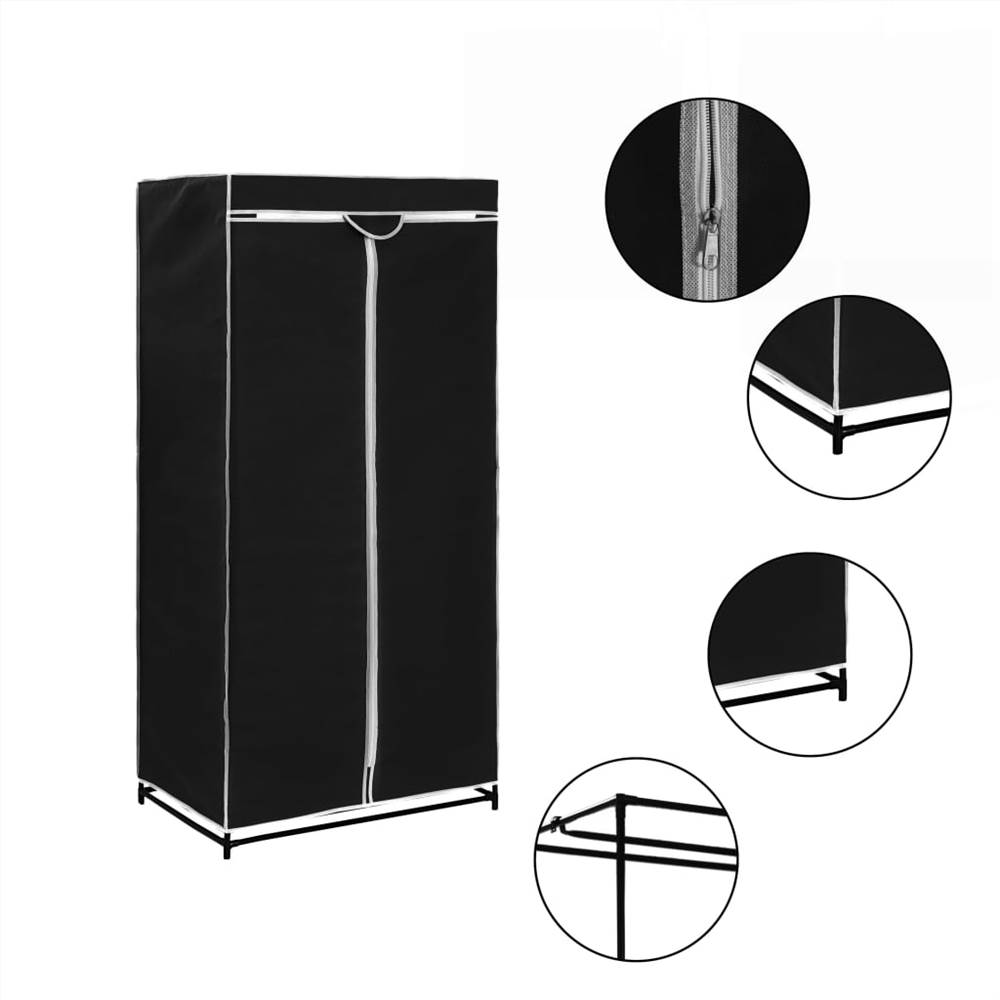 Wardrobes 2 pcs Black 75x50x160 cm