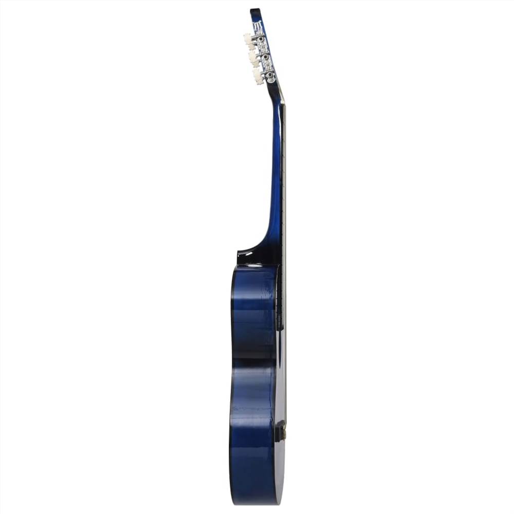 Western Acoustic Cutaway Guitar with 6 Strings Blue Shaded 38