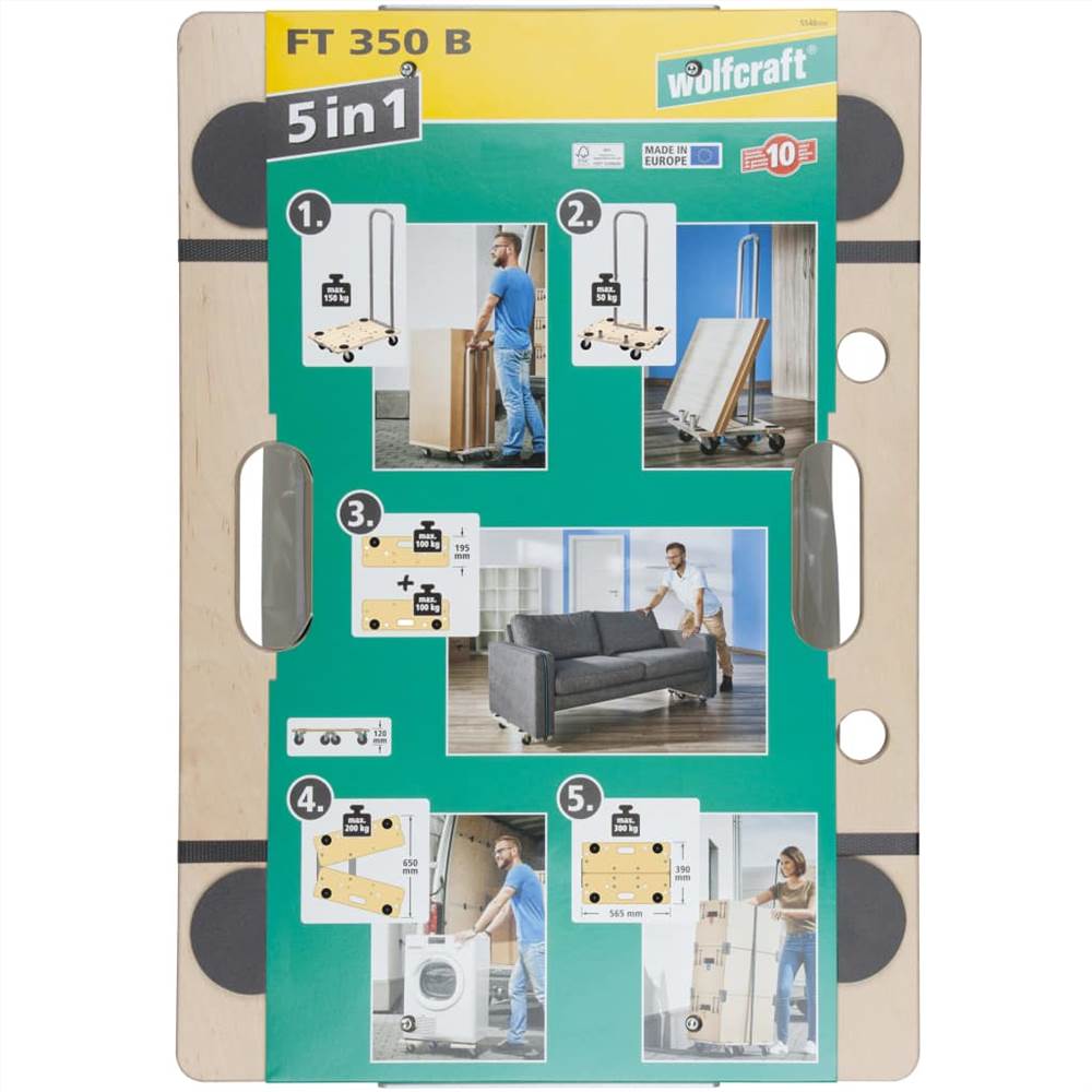 wolfcraft 5-in-1 Furniture Dolly with Handle FT350B 5548000