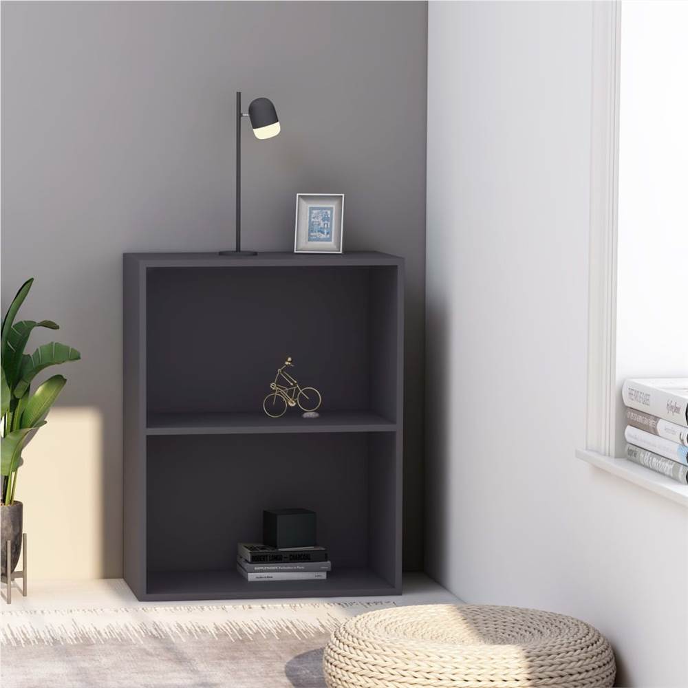 

2-Tier Book Cabinet Grey 60x30x76.5 cm Chipboard