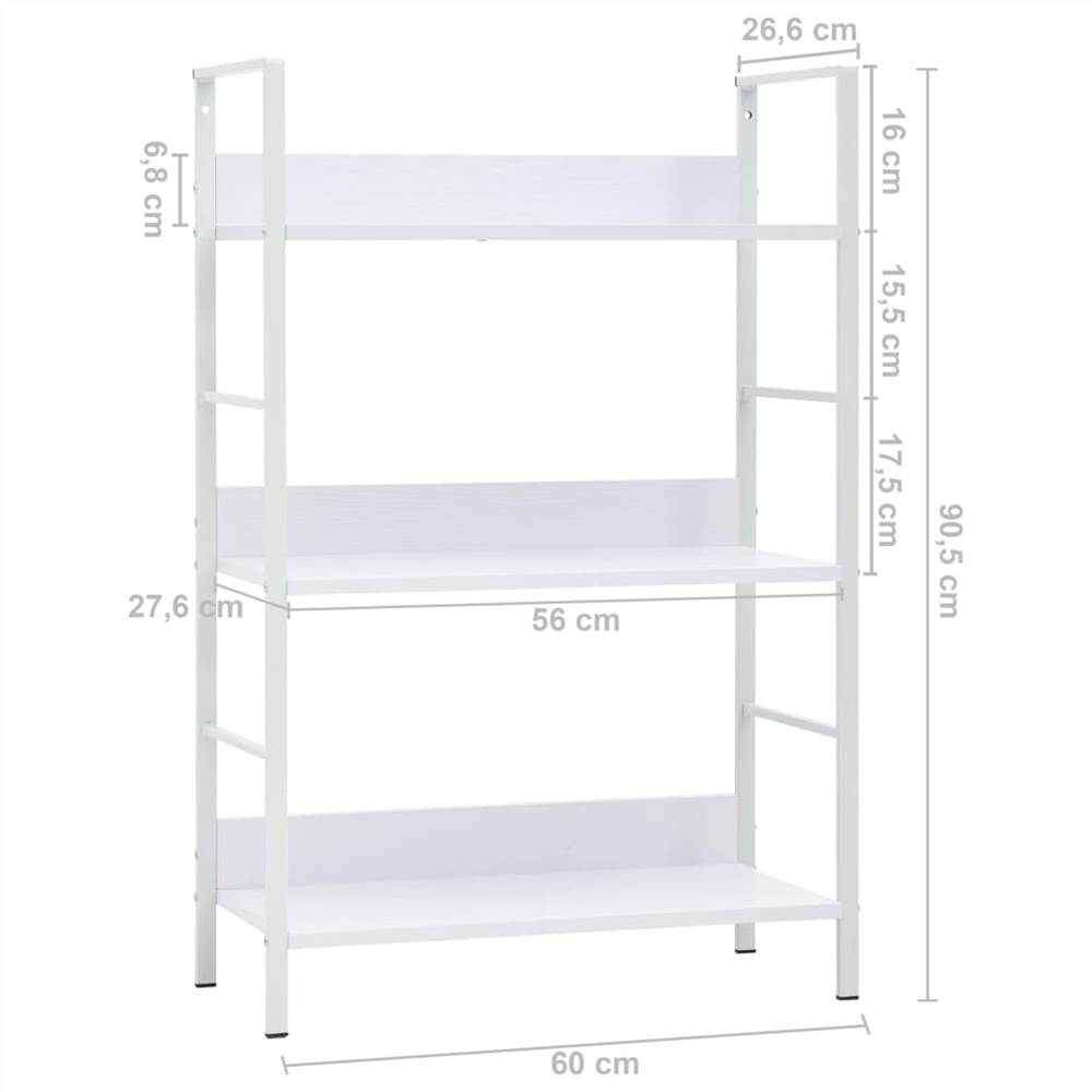 3-Layer Book Shelf White 60x27.6x90.5 cm Chipboard
