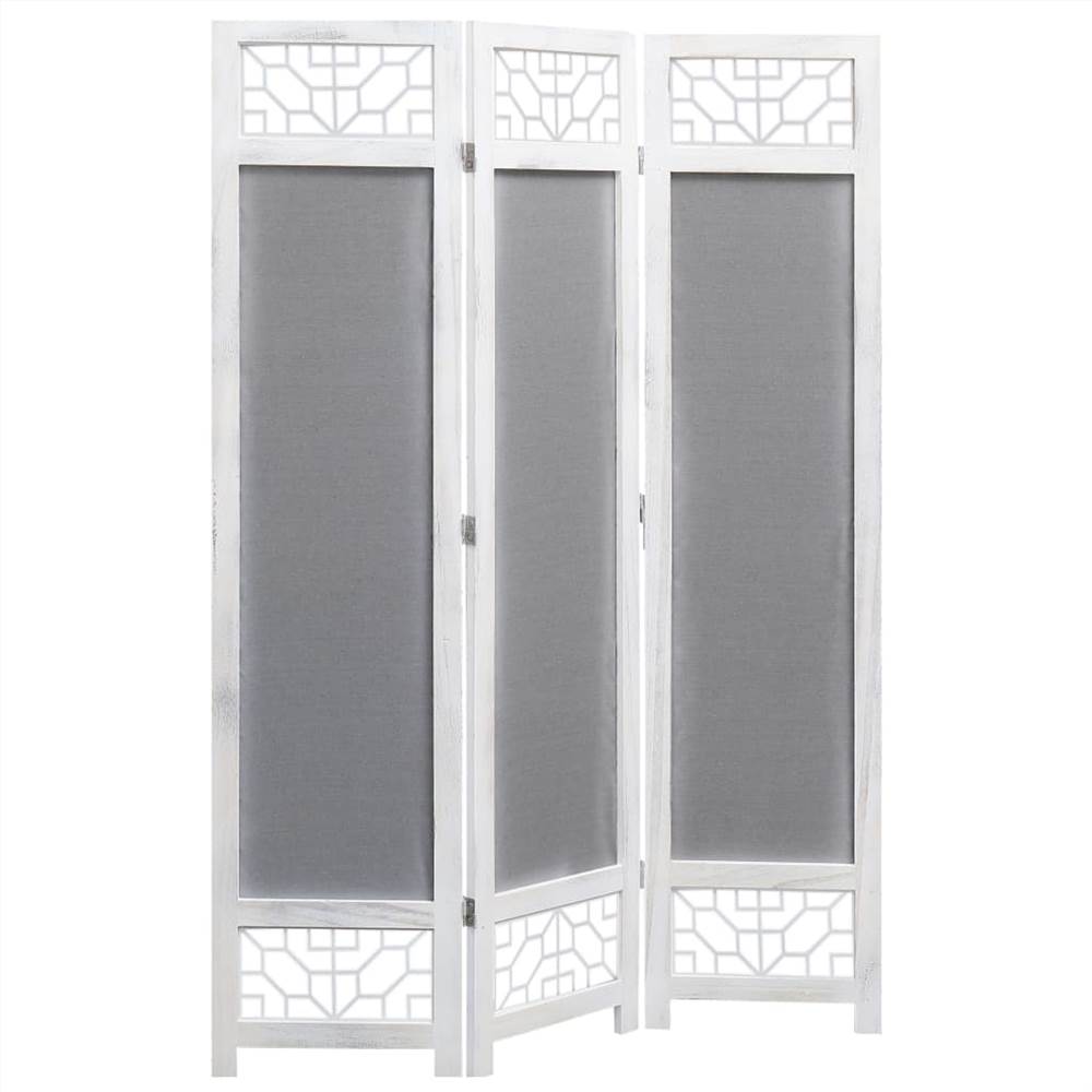 3-Panel Room Divider Grey 105x165 cm Fabric
