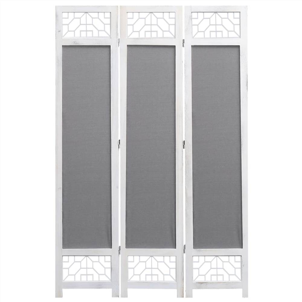 3-Panel Room Divider Grey 105x165 cm Fabric