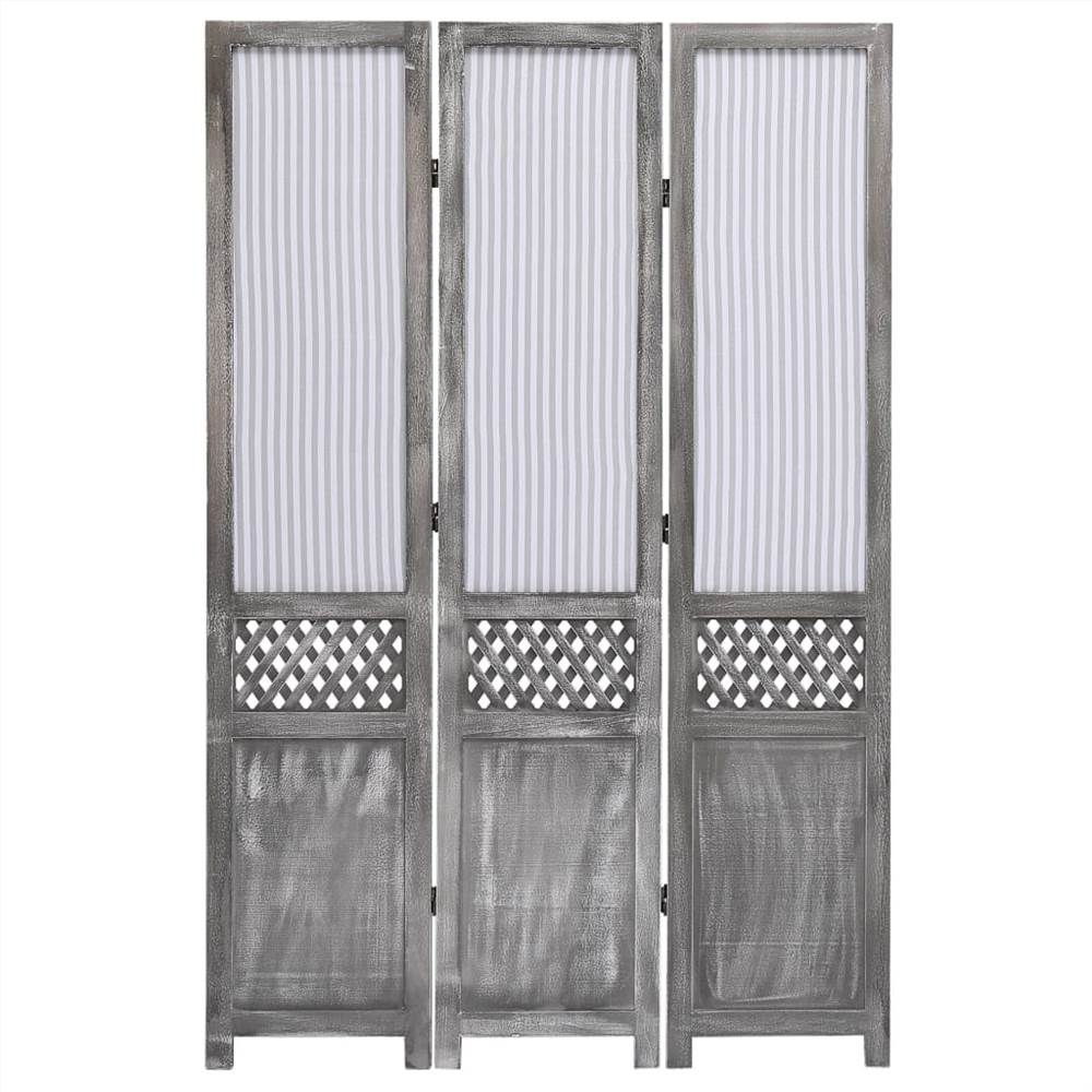 3-Panel Room Divider Grey 105x165 cm Fabric