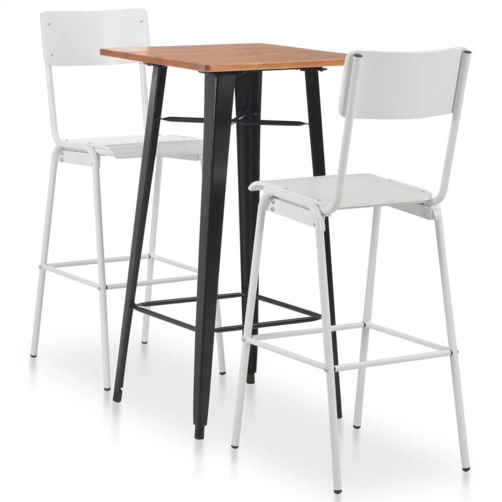 

3 Piece Bar Set Steel White Black