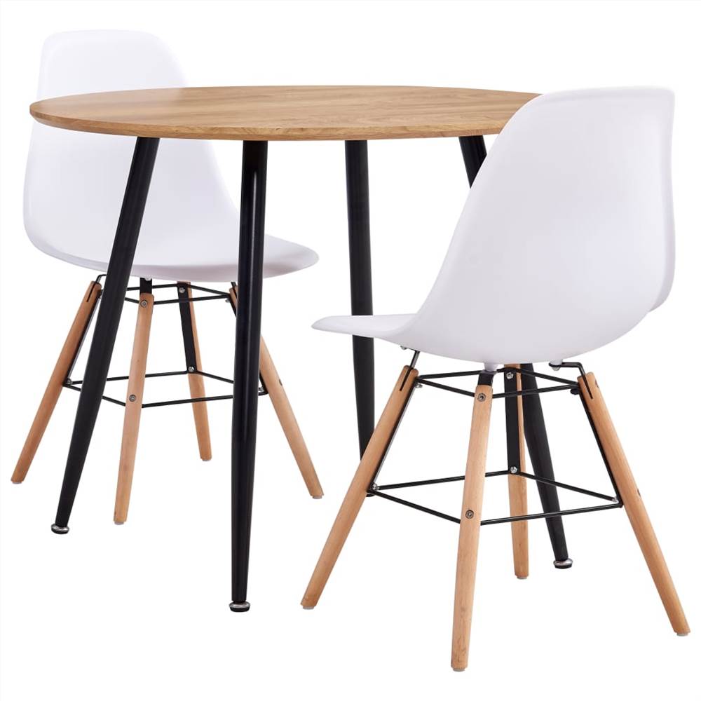 

3 Piece Dining Set Plastic White