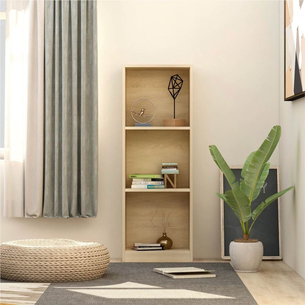 

3-Tier Book Cabinet Sonoma Oak 40x24x108 cm Chipboard