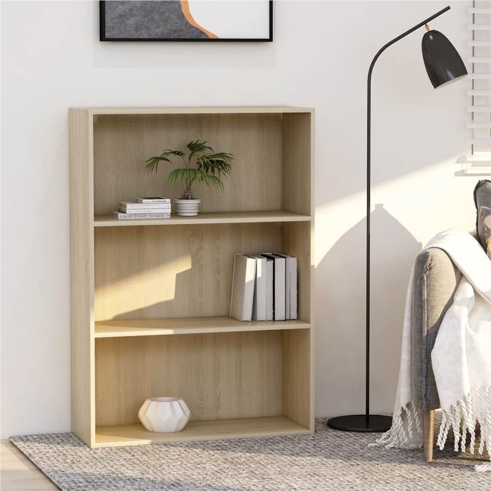 

3-Tier Book Cabinet Sonoma Oak 80x30x114 cm Chipboard