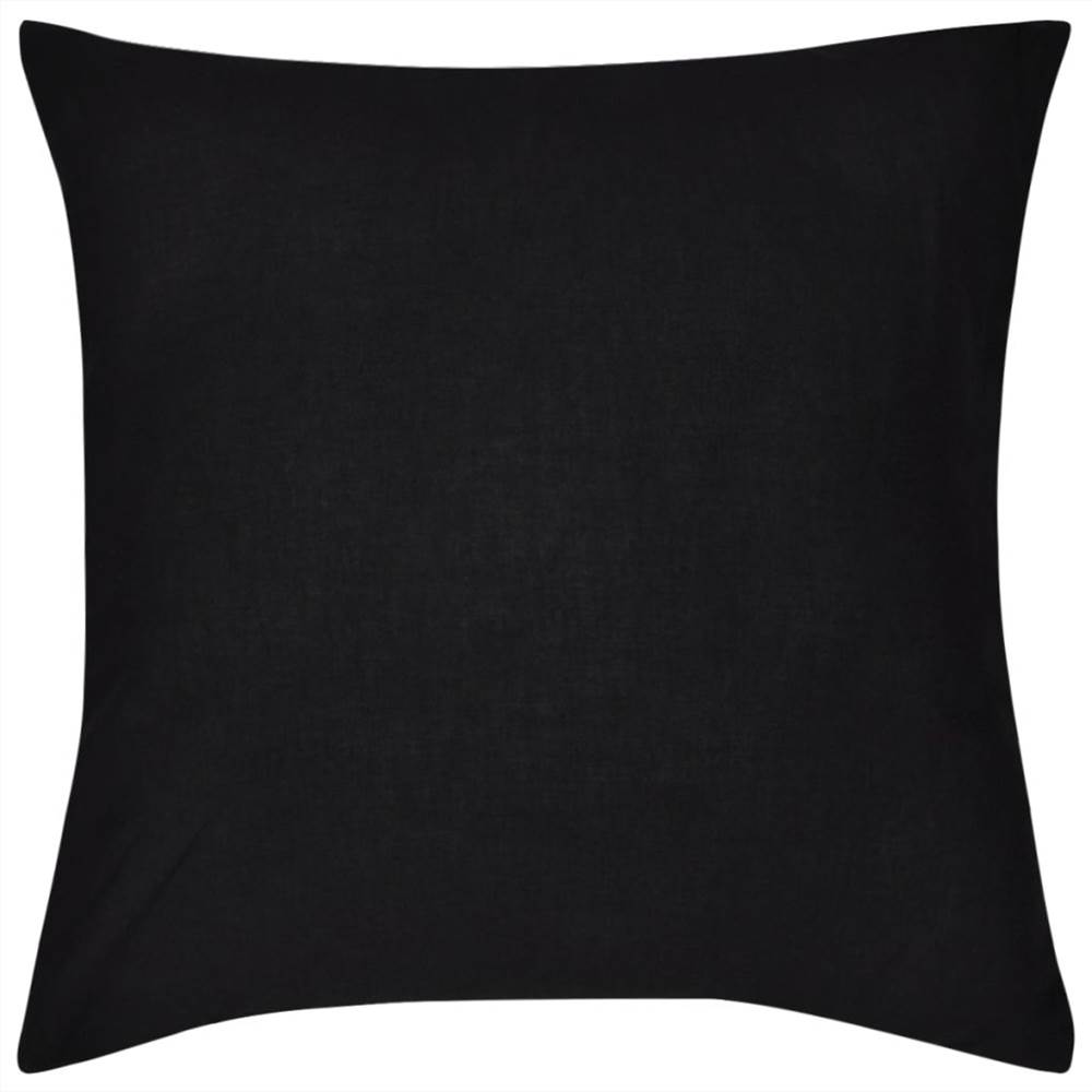 4 Black Cushion Covers Cotton 50 x 50 cm