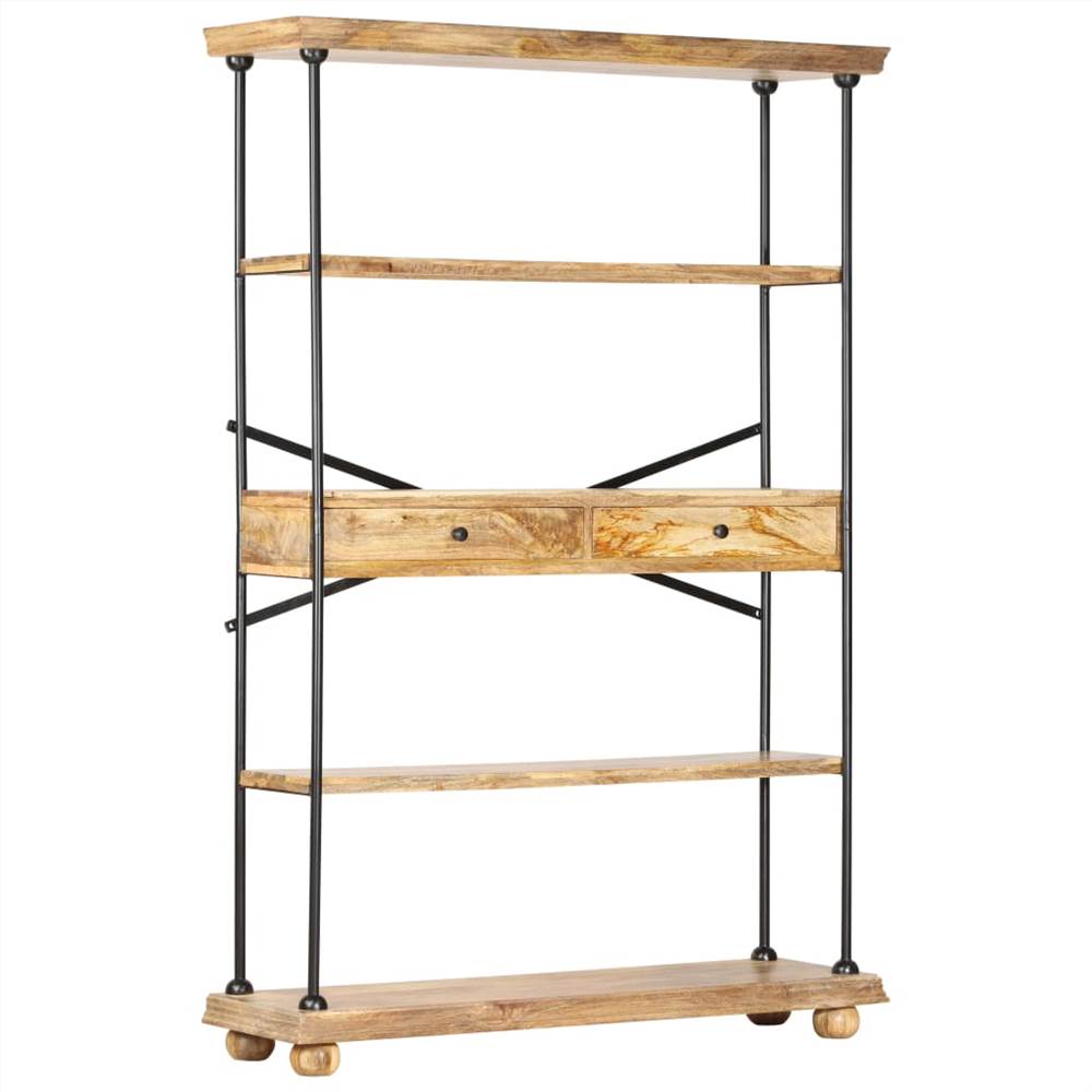 4-Tier Bookshelf 120x35x180 cm Solid Mango Wood and Steel