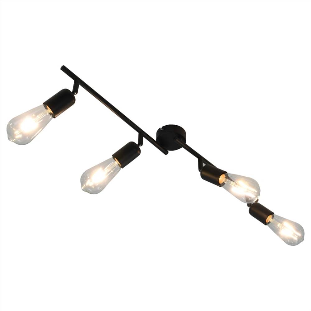 

4-way Spot Light with Filament Bulbs 2 W Black 60 cm E27