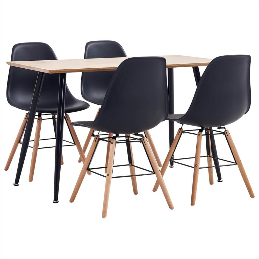 

5 Piece Dining Set Plastic Black