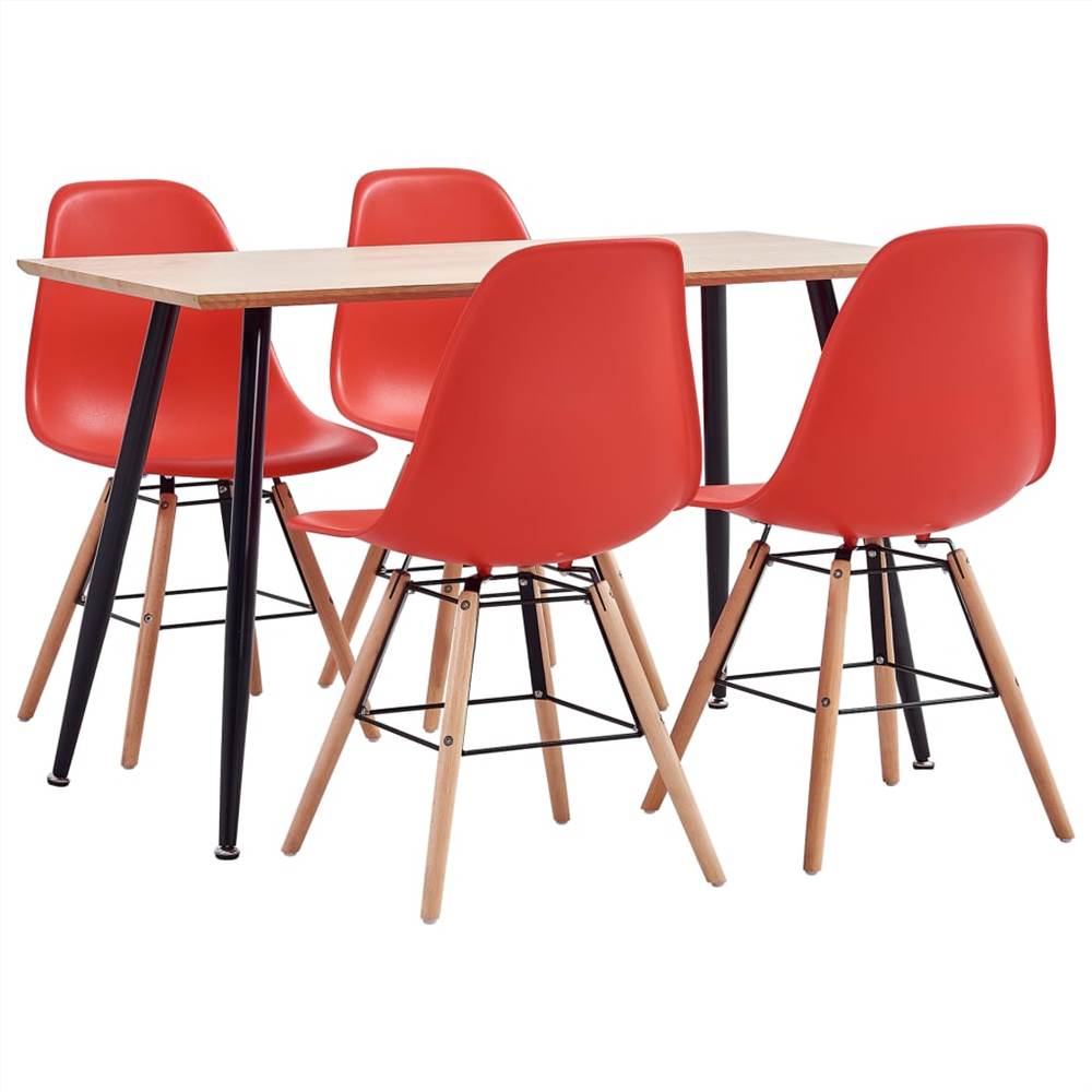 

5 Piece Dining Set Plastic Red