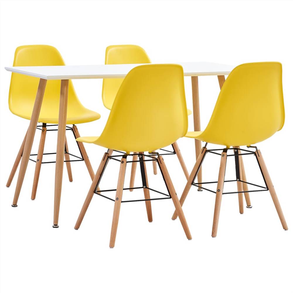 

5 Piece Dining Set Plastic Yellow