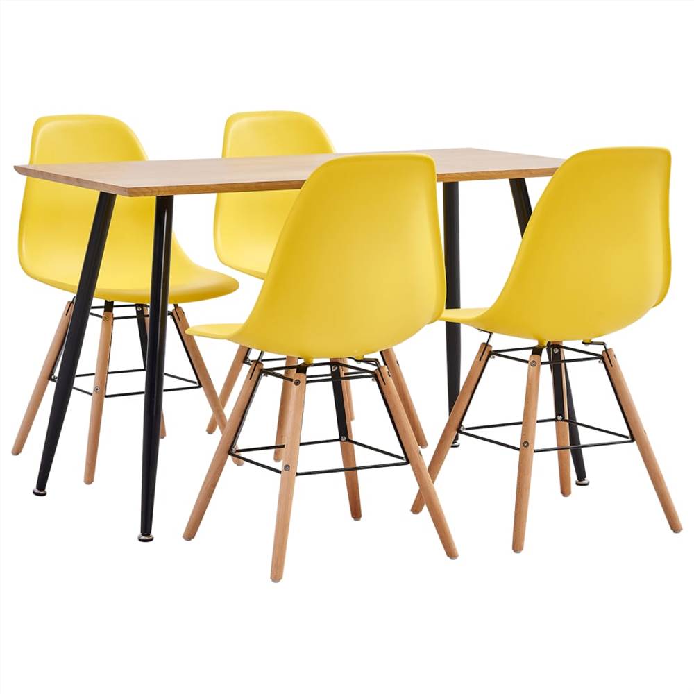 

5 Piece Dining Set Plastic Yellow