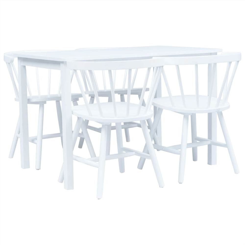

5 Piece Dining Set Solid Rubber Wood White
