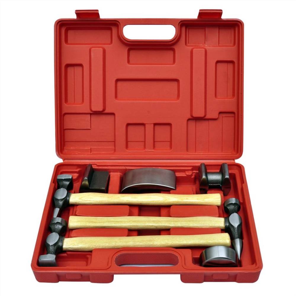 thumbnail image 2 of C&T 7 Piece Auto Body Repair Tool Set – Hammer & Dolly Kit For Dent Removal With Carrying Case, Carbon Steel, Hickory Handles 2 of 9