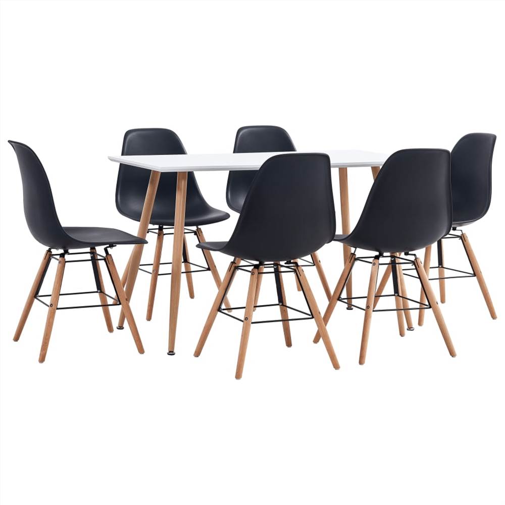 

7 Piece Dining Set Plastic Black