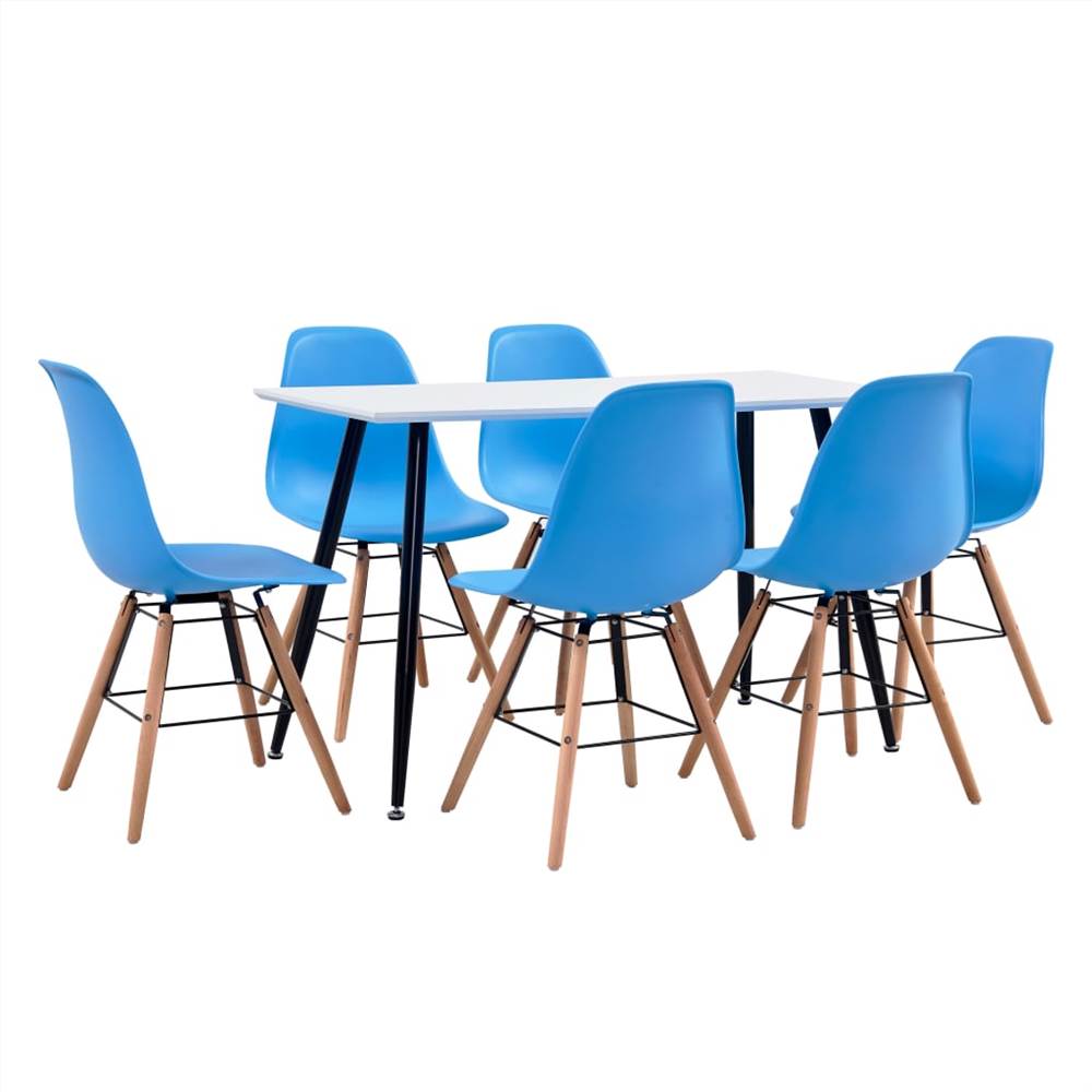

7 Piece Dining Set Plastic Blue