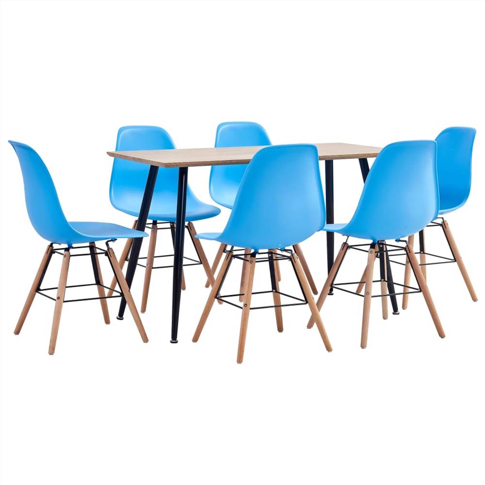 

7 Piece Dining Set Plastic Blue
