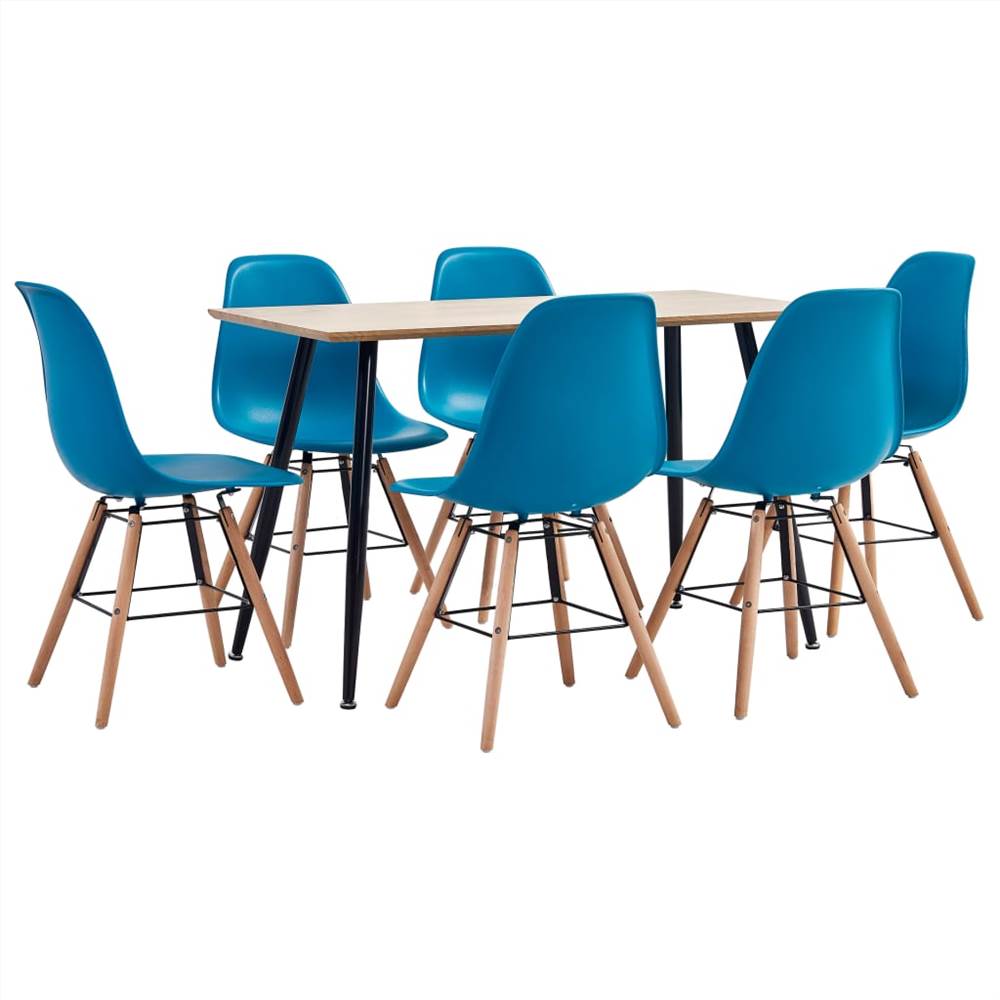 

7 Piece Dining Set Plastic Turquoise