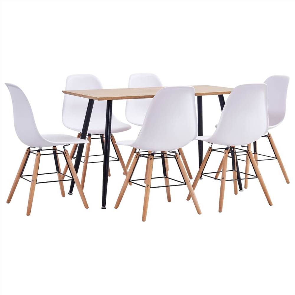 

7 Piece Dining Set Plastic White