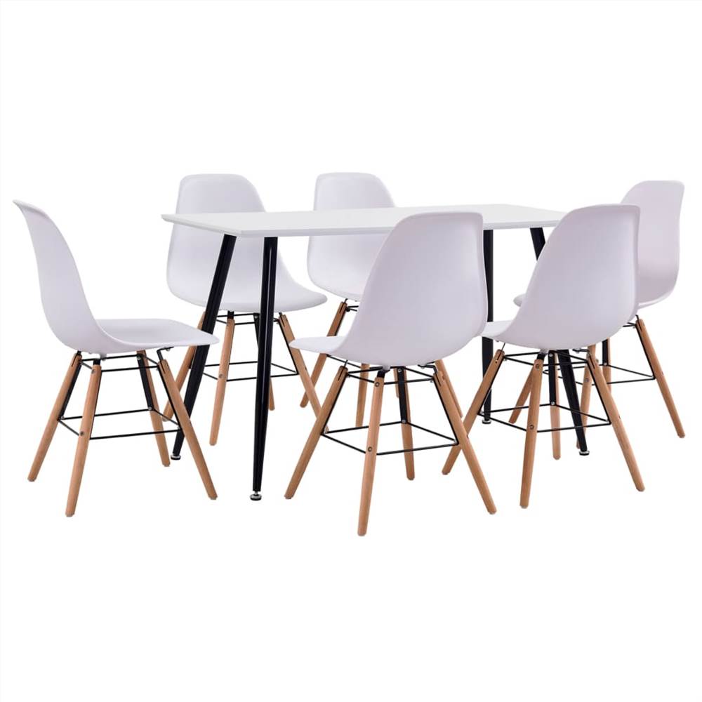 

7 Piece Dining Set Plastic White