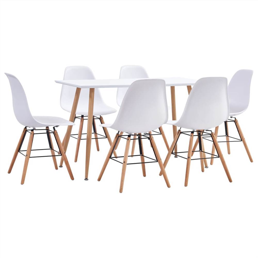 

7 Piece Dining Set Plastic White