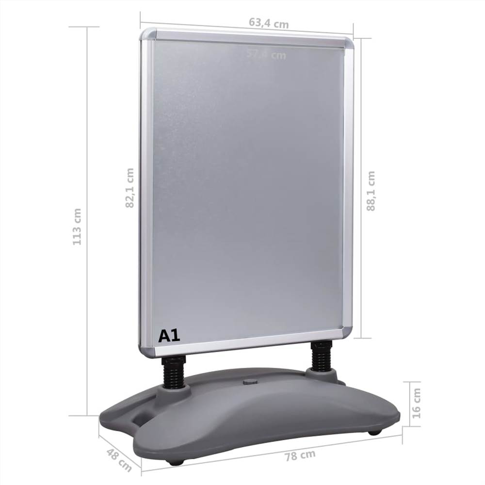 A1 Waterbase Poster Stand Grey Aluminium Alloy