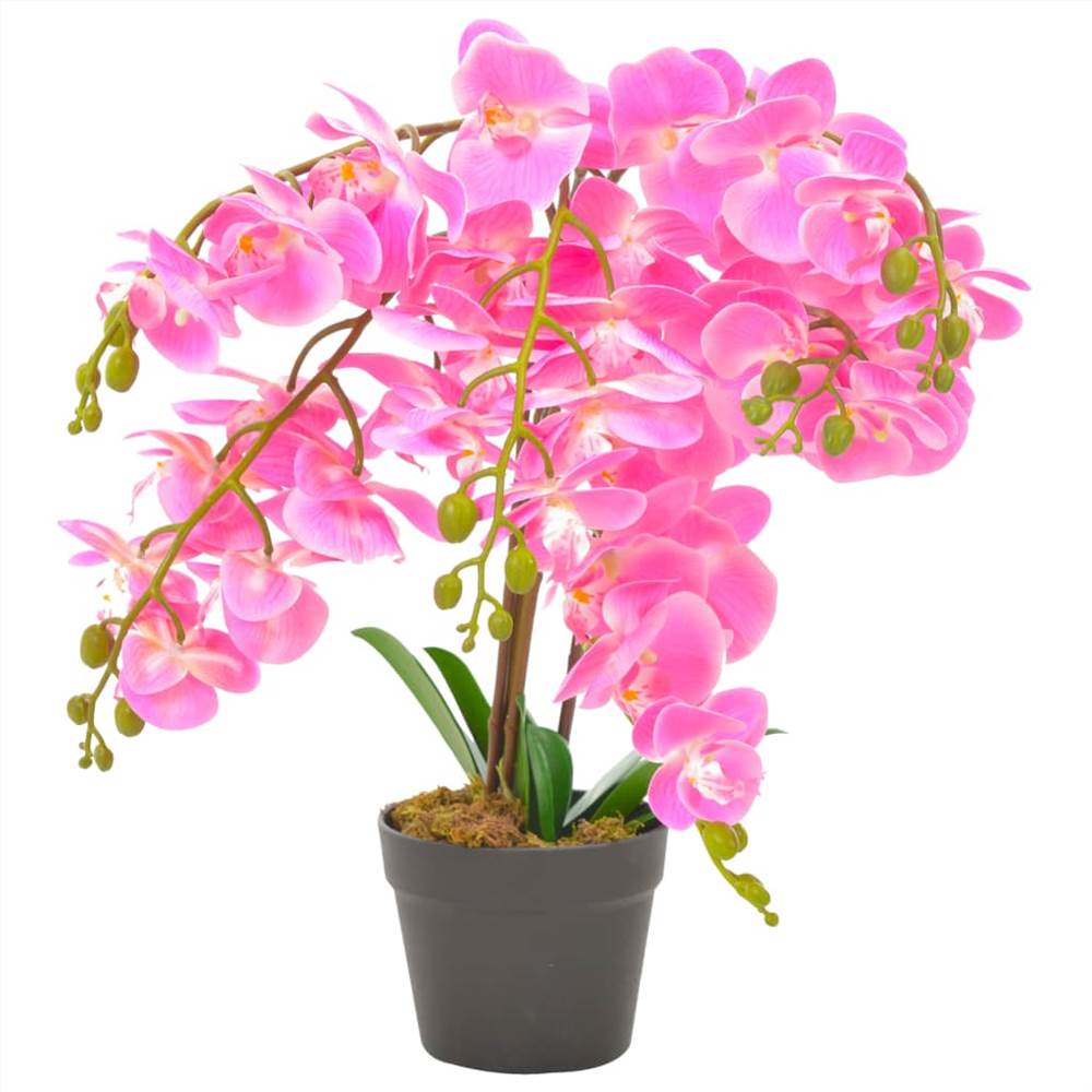 Pianta artificiale orchidea con vaso rosa 60 cm