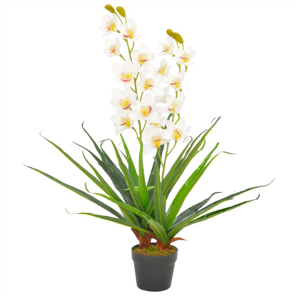 Artificial Plant Orchid with Pot White 90 cm