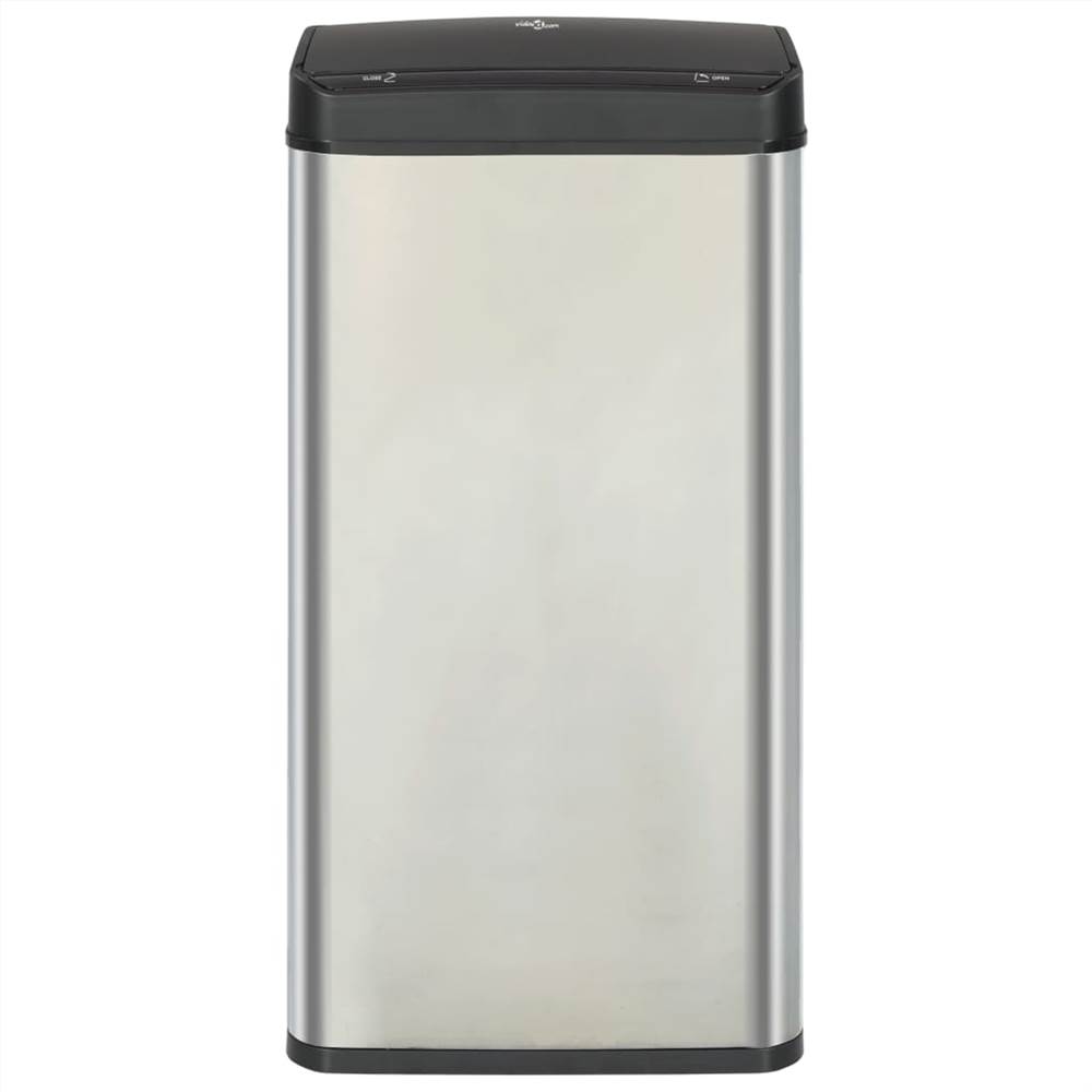 Automatic Sensor Dustbin Silver and Black Stainless Steel 80 L