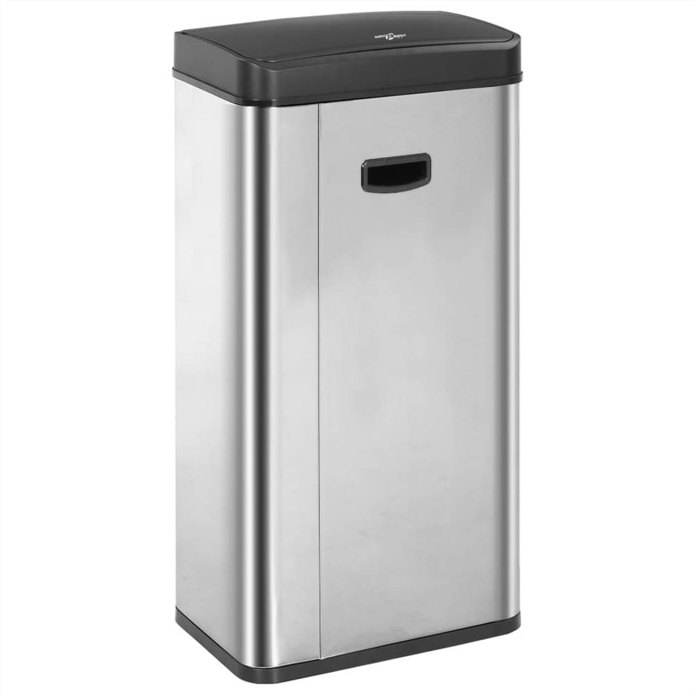 Automatic Sensor Dustbin Silver and Black Stainless Steel 80 L