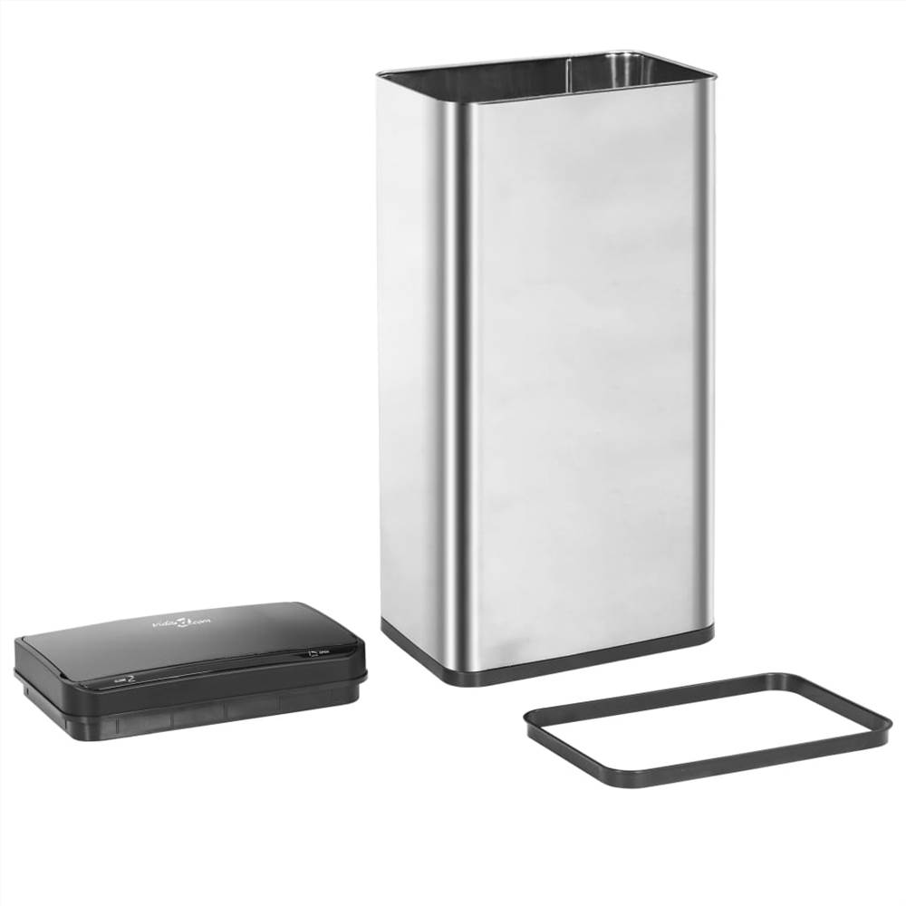 Automatic Sensor Dustbin Silver and Black Stainless Steel 80 L