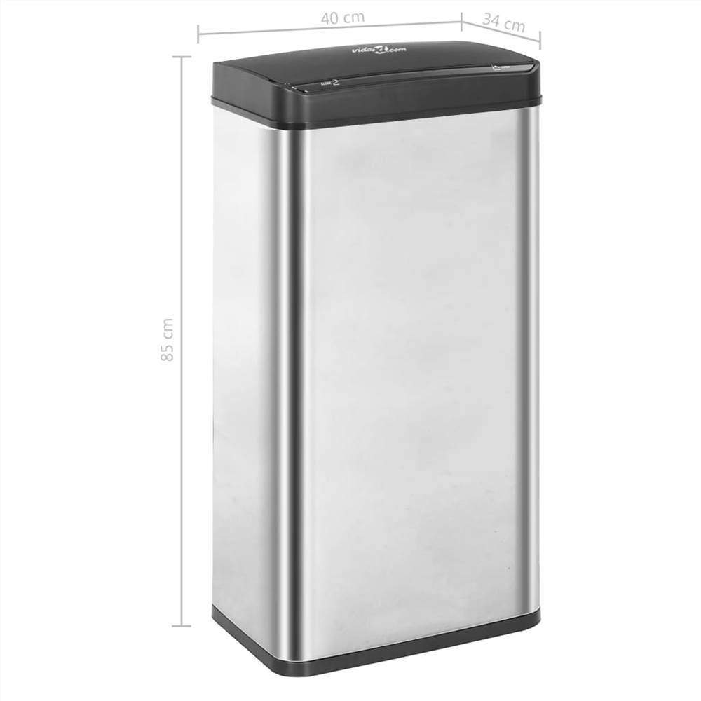 Automatic Sensor Dustbin Silver and Black Stainless Steel 80 L
