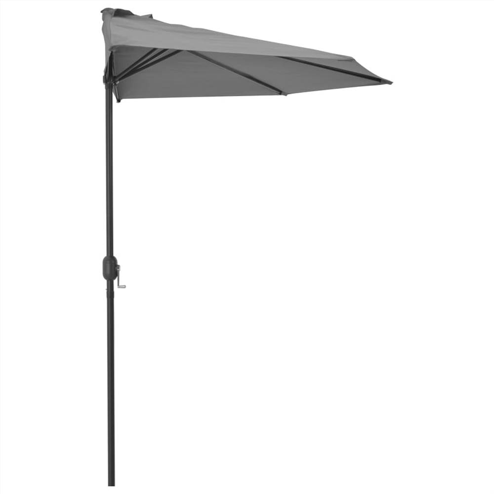 Balcony Parasol with Aluminium Pole Anthracite 300x150 cm Half