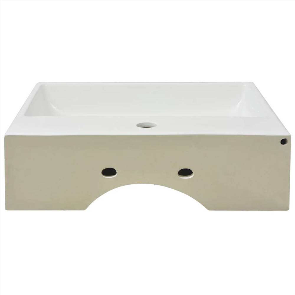 Basin With Faucet Hole Ceramic White 51.5x38.5x15 Cm 11 Basin with Faucet Hole Ceramic White 51.5x38.5x15 cm