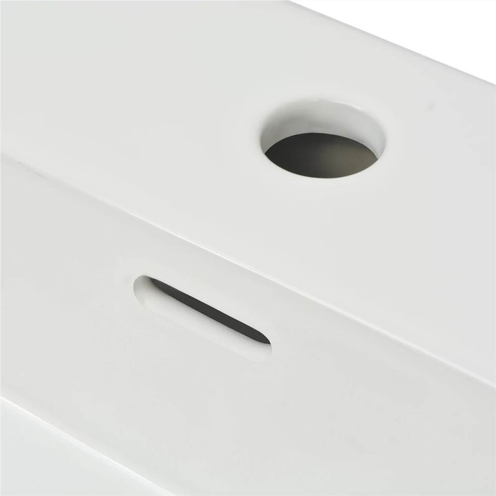 Basin With Faucet Hole Ceramic White 51.5x38.5x15 Cm 12 Basin with Faucet Hole Ceramic White 51.5x38.5x15 cm