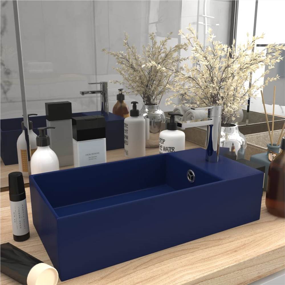 

Bathroom Sink with Overflow Ceramic Dark Blue
