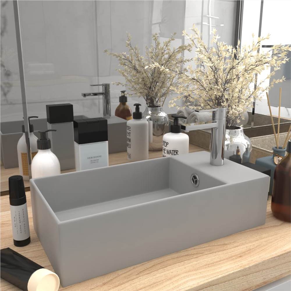 

Bathroom Sink with Overflow Ceramic Light Grey