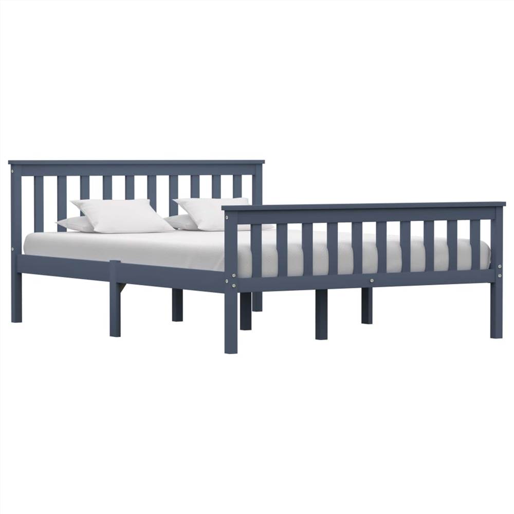 

Bed Frame Grey Solid Pinewood 135 x 190 cm