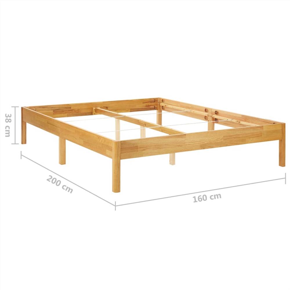 Bed Frame Solid Oak Wood 160x200 cm