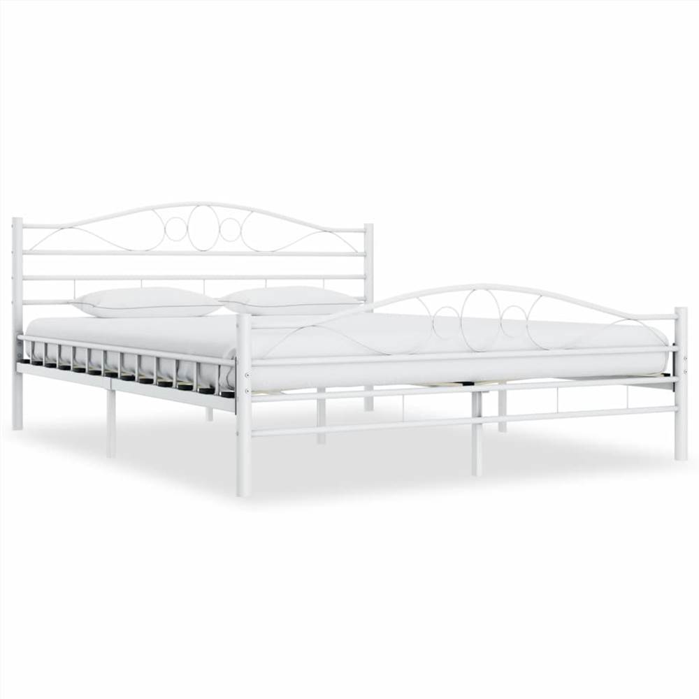 Bed Frame White Metal 160x200 cm