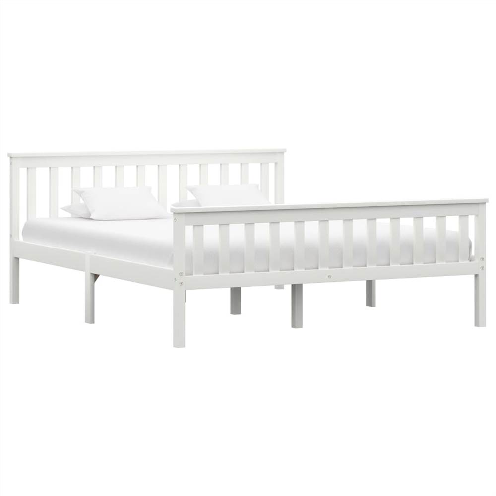 Bed Frame White Solid Pinewood 150 x 200 cm