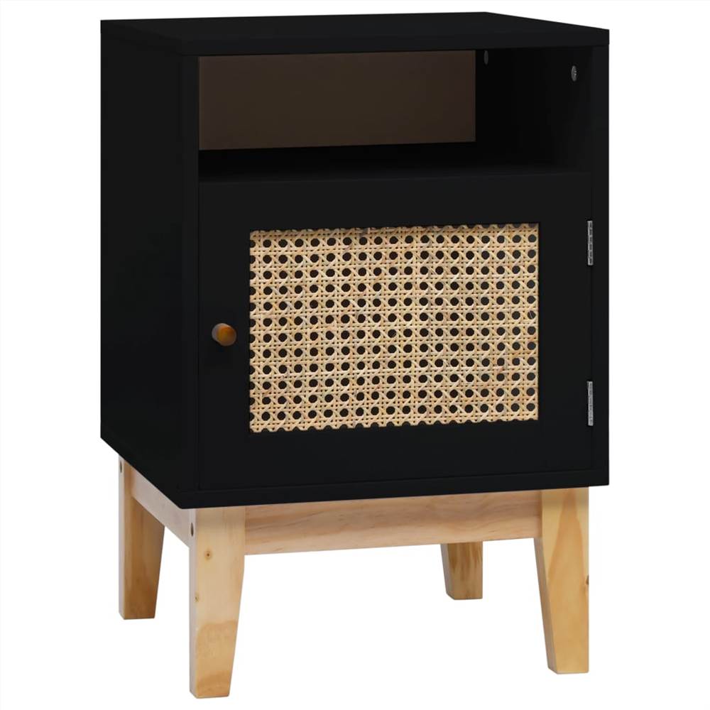 

Bedside Cabinet Black 40x40x61 cm MDF and Rattan